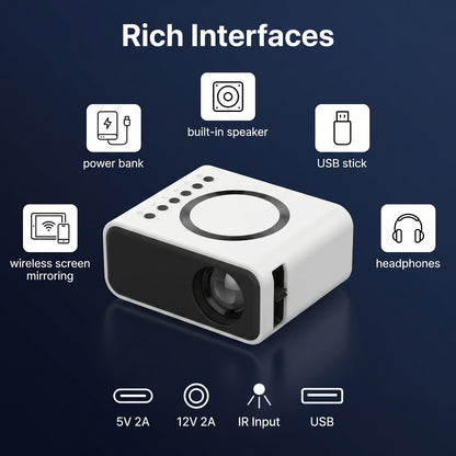 Mini Projector – Portable 1080P Home Theatre with Wireless Screen Mirroring for iPhone & Android