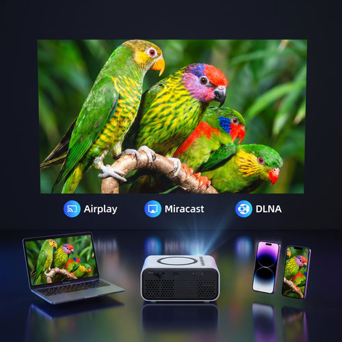 Mini Projector – Portable 1080P Home Theatre with Wireless Screen Mirroring for iPhone & Android