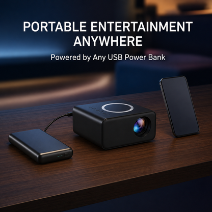 Mini Projector – Portable 1080P Home Theatre with Wireless Screen Mirroring for iPhone & Android
