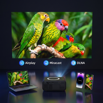 Mini Projector – Portable 1080P Home Theatre with Wireless Screen Mirroring for iPhone & Android