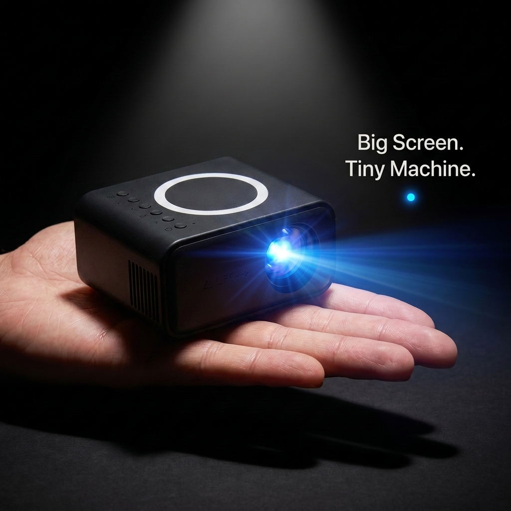 Mini Projector – Portable 1080P Home Theatre with Wireless Screen Mirroring for iPhone & Android